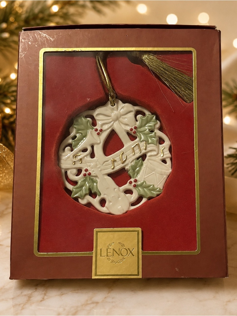 Lenox “For My Music Teacher” Porcelain Ornament Musical Wreath Original Box